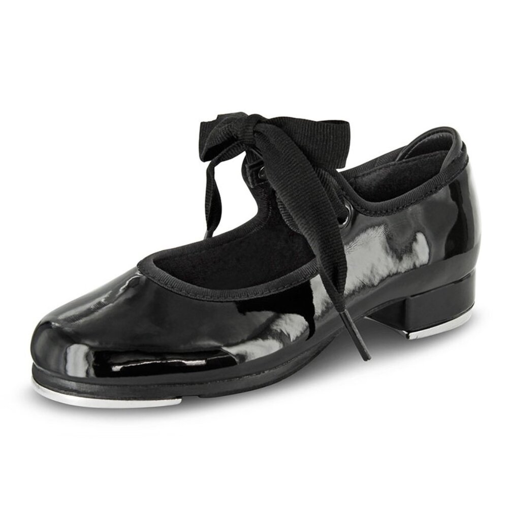 Bloch Childrens Annie Tyette Tap Shoes, Patent Black, EXCELLENT CONDITION size 4